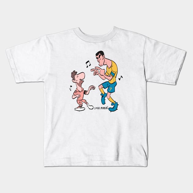 Messi and Cristiano Ronaldo last dance Kids T-Shirt by Momani